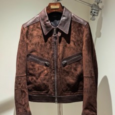 [홍콩명품.TOM FORD] 톰포드 25SS 로고 레더 가죽 카라 자켓 (브라운), BM22062, TOM, 레플리카의류,미러급사이트