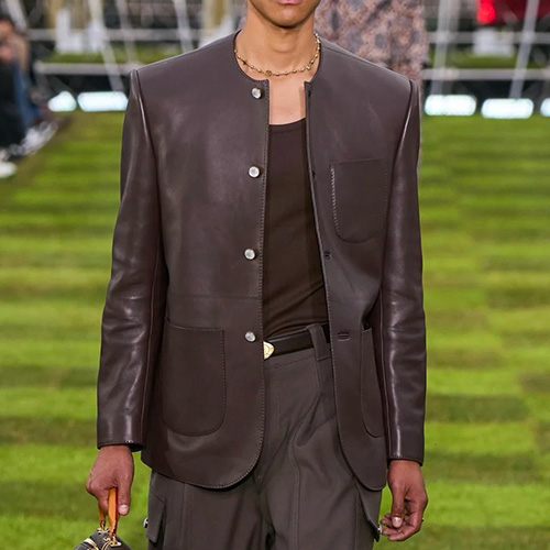 [홍콩명품.LOUIS VUITTON] 루이비통 25SS 로고 레더 가죽 라운드넥 정장 자켓 (블랙), BM22069, TOM, 레플리카의류,미러급사이트