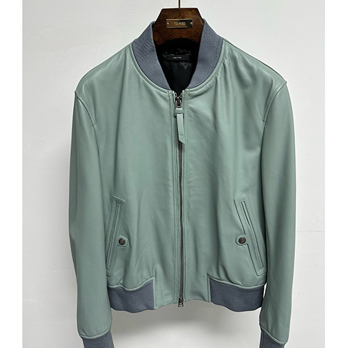 [홍콩명품.TOM FORD] 톰포드 25SS 로고 레더 가죽 봄버 자켓 (그린), BM22084, TOM, 레플리카의류,미러급사이트