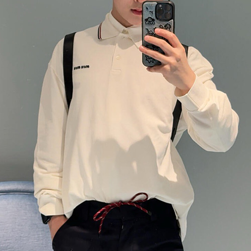 [홍콩명품,MIU MIU] 미우미우 25SS 로고 자수 카라 폴로 긴팔 반팔 티셔츠 (2컬러), BM22103, JL, 레플리카의류,미러급사이트