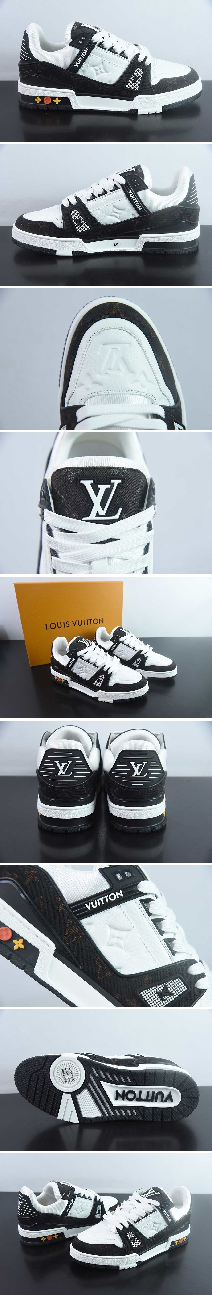 [홍콩명품.LOUIS VUITTON] 루이비통 25SS 로고 모노그램 트레이너 스니커즈 운동화 (블랙-화이트), SE5460, X2, 명품스니커즈,운동화,구두,로퍼,하이탑,신발