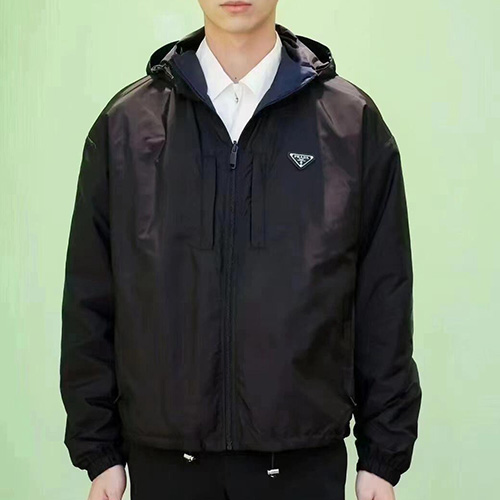 [홍콩명품,PRADA] 프라다 25SS 삼각로고 리버서블 후드 바람막이 자켓 (블랙-네이비), BM22134, JL, 레플리카의류,미러급사이트