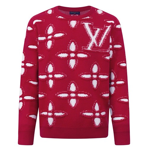 [홍콩명품.LOUIS VUITTON] 루이비통 25SS 로고 모노그램 캐시미어 니트 스웨터 (레드), BM22253, S1F, 레플리카의류,미러급사이트