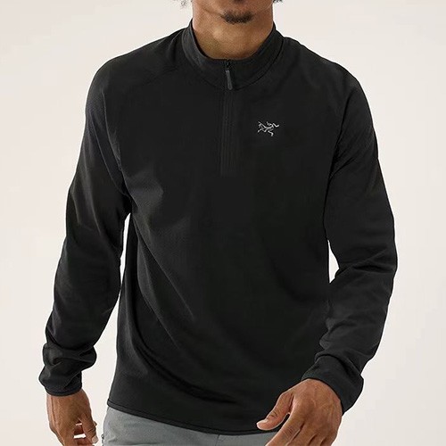 [홍콩명품. ARCTERYX] 아크테릭스 25SS 로고 기능성 하프지퍼 긴팔 티셔츠 (블랙), BM22281, X2, 레플리카의류,미러급사이트