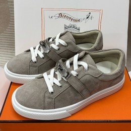 [홍콩명품.Hermes] 에르메스 25SS 로고 레더 가죽 스니커즈 운동화 (그레이-은장), SE5496, H3, 명품스니커즈,운동화,구두,로퍼,하이탑,신발