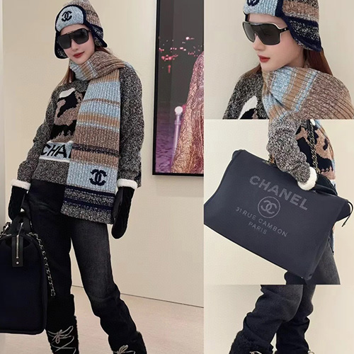 [홍콩명품.CHANEL] 샤넬 25SS 로고 180-30 캐시미어 스카프 머플러 (2컬러), ET3126, JX, 홍콩명품의류,구매대행,온라인명품