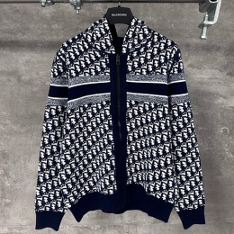 [홍콩명품,Christian Dior] 디올 25SS 로고 오블리크 니트 후드 집업 자켓 (네이비), BM22294, KK, 레플리카의류,미러급사이트
