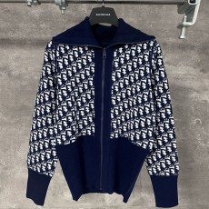 [홍콩명품,Christian Dior] 디올 25SS 로고 오블리크 니트 카라 집업 자켓 (네이비), BM22295, KK, 레플리카의류,미러급사이트