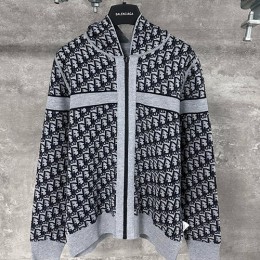 [홍콩명품,Christian Dior] 디올 25SS 로고 오블리크 니트 후드 집업 자켓 (그레이), BM22297, KK, 레플리카의류,미러급사이트