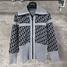 [홍콩명품,Christian Dior] 디올 25SS 로고 오블리크 니트 카라 집업 자켓 (그레이), BM22298, KK, 레플리카의류,미러급사이트