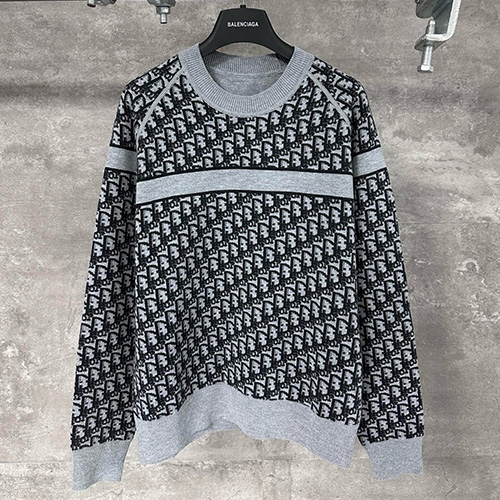 [홍콩명품,Christian Dior] 디올 25SS 로고 오블리크 니트 스웨터 (그레이), BM22299, KK, 레플리카의류,미러급사이트