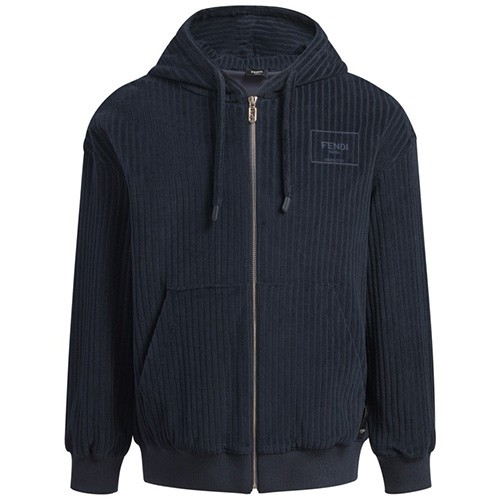 [홍콩명품,FENDI] 펜디 25SS 로고 후드 집업 자켓 (네이비), BM22322, KK, 레플리카의류,미러급사이트