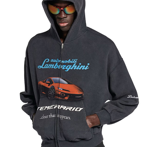 [홍콩명품.BALENCIAGA] 발렌시아가 25SS 로고 Lamborghini 워싱 후드 집업 자켓, BM22333, KK, 레플리카의류,미러급사이트