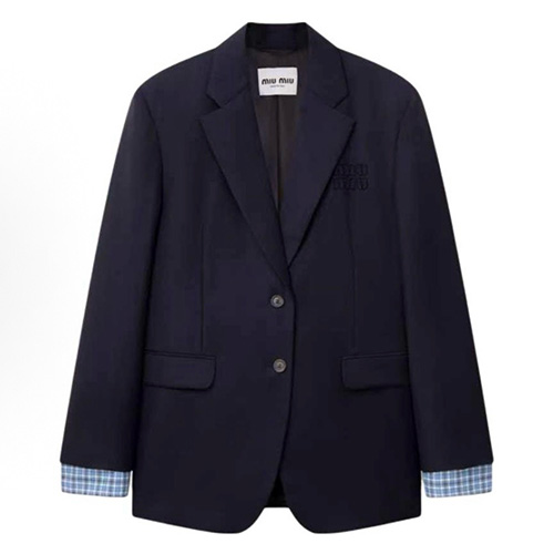 [홍콩명품,MIU MIU] 미우미우 25SS 로고 남여 정장 수트 자켓 (네이비), BM22341, KK, 레플리카의류,미러급사이트