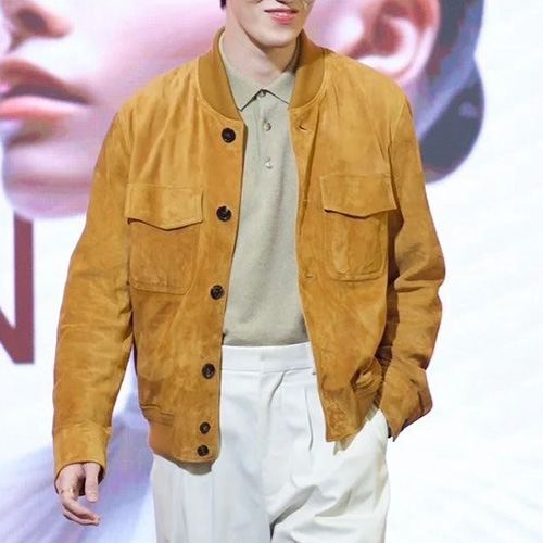 [홍콩명품.Loro Piana] 로로피아나 25SS 로고 레더 가죽 봄버 자켓 (카라멜), BM22377, SS, 레플리카의류,미러급사이트