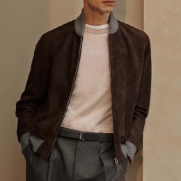 [홍콩명품. BRIONI] 브리오니 25SS 로고 레더 가죽 봄버 자켓 (브라운), BM22378, SS, 레플리카의류,미러급사이트