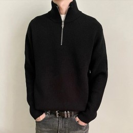 [홍콩명품.Chrome Hearts] 크롬하츠 25SS 로고 하이넥 하프지퍼 니트 스웨터 (블랙), BM22388, RO, 레플리카의류,미러급사이트