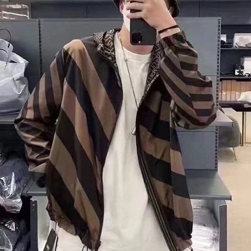[홍콩명품,FENDI] 펜디 25SS 로고 FF패턴 리버서블 후드 바람막이 자켓 (2컬러), BM22410, KB, 레플리카의류,미러급사이트