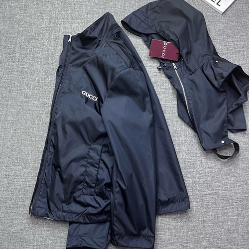 [홍콩명품.Gucci] 구찌 25SS 로고 후드 바람막이 자켓 (블랙), BM22443, JQ, 레플리카의류,미러급사이트
