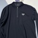 [홍콩명품,PRADA] 프라다 25SS 삼각로고 하프지퍼 카라 폴로 긴팔 티셔츠 (블랙), BM22463, JL, 레플리카의류,미러급사이트