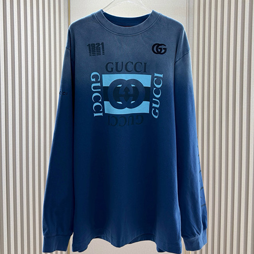 [홍콩명품.Gucci] 구찌 25SS 로고 프린트 긴팔 티셔츠 (블루), BM22524, G5, 레플리카의류,미러급사이트