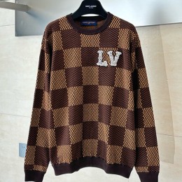 [홍콩명품.LOUIS VUITTON] 루이비통 25SS 로고 다미에 니트 스웨터 (브라운), BM22567, KB, 레플리카의류,미러급사이트