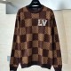 [홍콩명품.LOUIS VUITTON] 루이비통 25SS 로고 다미에 니트 스웨터 (브라운), BM22567, KB, 레플리카의류,미러급사이트