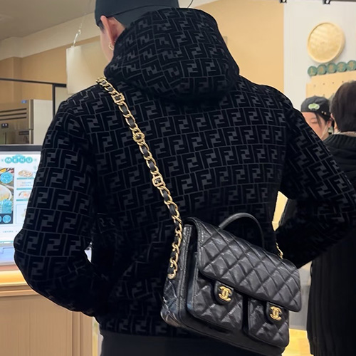 [홍콩명품,FENDI] 펜디 25SS 로고 FF패턴 후드 집업 자켓 (블랙), BM22577, TOP, 레플리카의류,미러급사이트