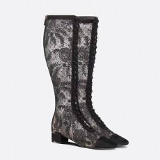 [홍콩명품,Christian Dior] 디올 25SS 로고 여성 레더 가죽 레이스 장식 롱 구두 부츠 (블랙), SE5580, GHS, 명품스니커즈,운동화,구두,로퍼,하이탑,신발