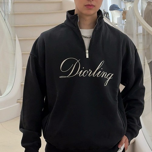 [홍콩명품,Christian Dior] 디올 25SS 로고 하프지퍼 맨투맨 티셔츠 (블랙), BM22676, 레플리카의류,미러급사이트