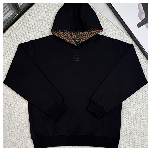[홍콩명품,FENDI] 펜디 25SS 로고 자수 후드 티셔츠 (블랙), BM22684, 레플리카의류,미러급사이트