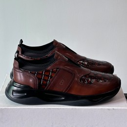 [홍콩명품.BERLUTI] 벨루티 25SS 로고 레더 가죽 스니커즈 운동화 (브라운), SE5645, S3, 명품스니커즈,운동화,구두,로퍼,하이탑,신발