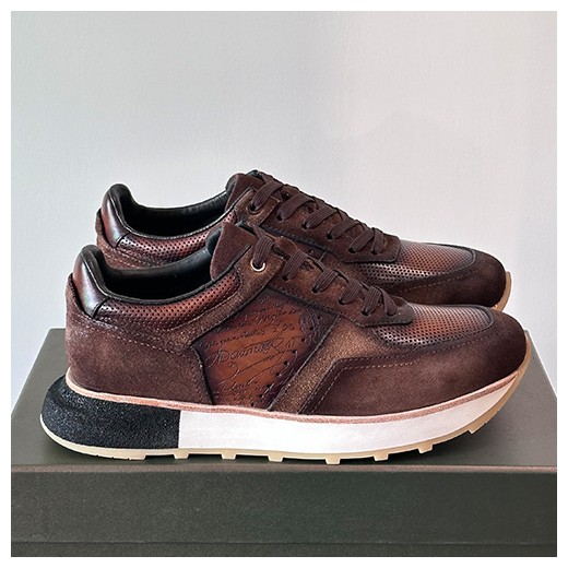 [홍콩명품.BERLUTI] 벨루티 25SS 로고 레더 가죽 스니커즈 운동화 (브라운), SE5658, S3, 명품스니커즈,운동화,구두,로퍼,하이탑,신발