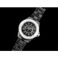 [홍콩명품.CHANEL] 샤넬 J13 33mm 다이아몬드 베젤 블랙 세라믹 블랙 다이얼 쿼츠/밧데리 여자시계 여성용