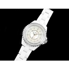 [홍콩명품.CHANEL] 샤넬 J13 33mm 다이아몬드 베젤 화이트 세라믹 White MOP dial 다이얼 쿼츠/밧데리 여자시계 여성용
