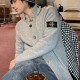 [홍콩명품.Stone Island] 스톤아일랜드 25SS 로고 탈부착 하이넥 니트 가디건 자켓 (그레이), BM22785, JL, 레플리카의류,미러급사이트