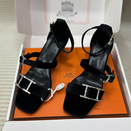 [홍콩명품.Hermes] 에르메스 25SS 로고 여성 레더 가죽 힐 샌들 (블랙), SE5700, H3, 명품스니커즈,운동화,구두,로퍼,하이탑,신발