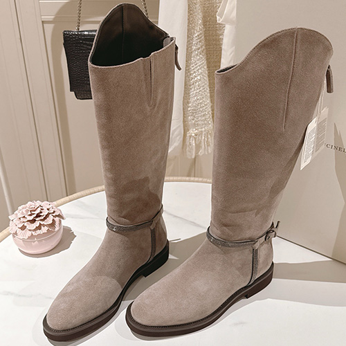 [홍콩명품.Brunello Cucinelli ] 브루넬로 쿠치넬리 25SS 로고 여성 레더 가죽 구두 부츠 (베이지), SE5729, GHS, 명품스니커즈,운동화,구두,로퍼,하이탑,신발