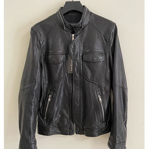 [홍콩명품.BALMAIN] 발망 25SS 로고 레더 가죽 봄버 자켓 (블랙), BM22803, TOM, 레플리카의류,미러급사이트