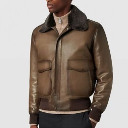 [홍콩명품.BERLUTI] 벨루티 25SS 로고 레더 가죽 퍼 카라 봄버 자켓 (브라운), BM22812, TOM, 레플리카의류,미러급사이트