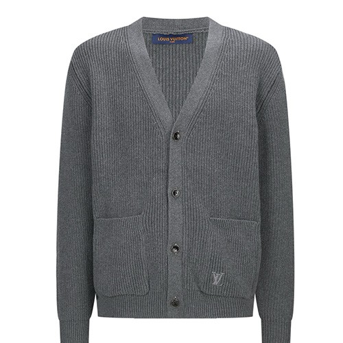 [홍콩명품.LOUIS VUITTON] 루이비통 25SS 로고 캐시미어 V넥 니트 가디건 (그레이), BM22912, G5, 레플리카의류,미러급사이트