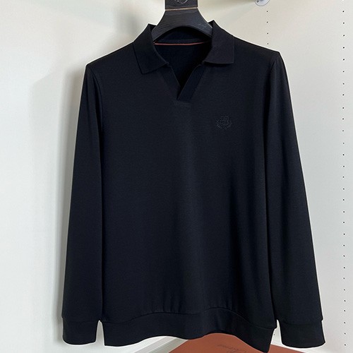[홍콩명품.Loro Piana] 로로피아나 25SS 로고 자수 카라 맨투맨 티셔츠 (블랙), BM22921, G5, 레플리카의류,미러급사이트