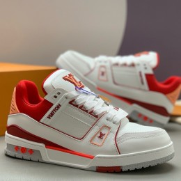 [홍콩명품.LOUIS VUITTON] 루이비통 25SS 로고 남여 트레이너 스니커즈 운동화 (화이트-레드), SE5762, PMD, 명품스니커즈,운동화,구두,로퍼,하이탑,신발