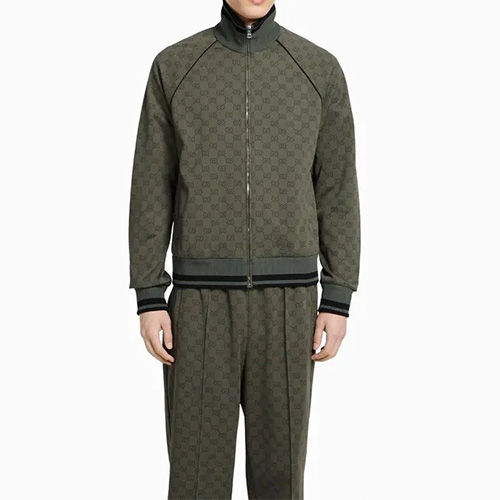 [홍콩명품.Gucci] 구찌 25SS 로고 GG수프림 트레이닝 집업 자켓 + 조거 팬츠 바지 상하의 세트 (카키), BM22932, KB, 레플리카의류,미러급사이트