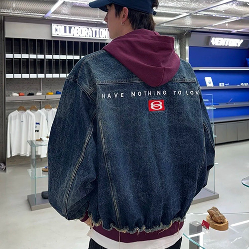 [홍콩명품.BALENCIAGA] 발렌시아가 25SS 로고 자수 빈티지 후드 데님 자켓, BM22946, KB, 레플리카의류,미러급사이트