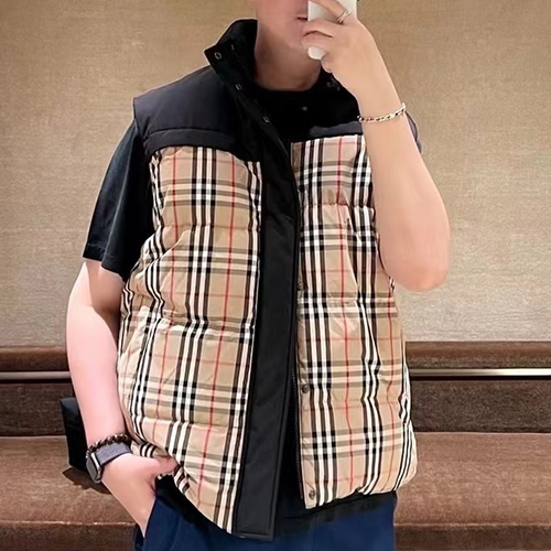 [홍콩명품.Burberry] 버버리 25SS 로고 리버서블 다운 패딩 조끼 베스트 (블랙-체크패턴), BM22963, KB, 레플리카의류,미러급사이트