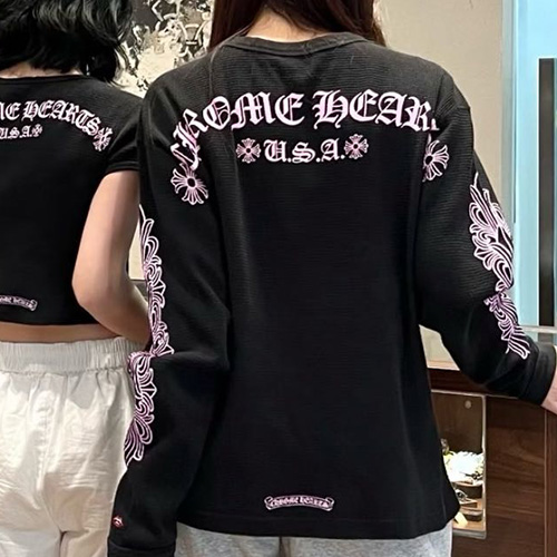 [홍콩명품.Chrome Hearts] 크롬하츠 25SS 로고 프린트 긴팔 티셔츠 (블랙), BM22996, KK, 레플리카의류,미러급사이트