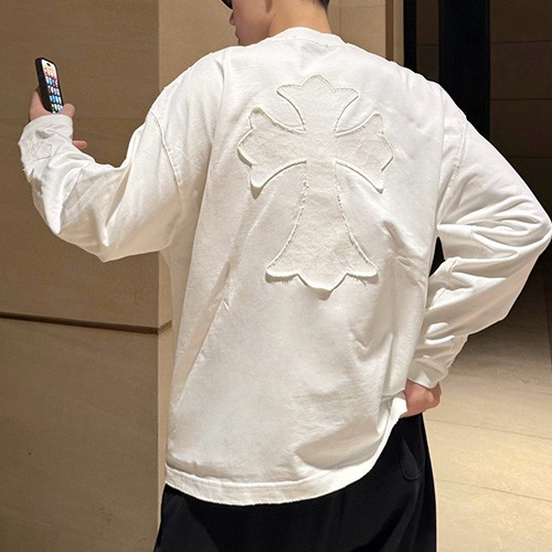 [홍콩명품.Chrome Hearts] 크롬하츠 25SS 로고 자수 빈티지 긴팔 티셔츠 (2컬러), BM22999, KK, 레플리카의류,미러급사이트
