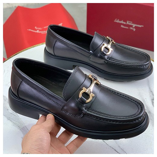 [홍콩명품.FERRAGAMO] 페레가모 25SS 로고 간치니 레더 가죽 굽 로퍼 구두 (블랙), SE5777, S2, 명품스니커즈,운동화,구두,로퍼,하이탑,신발