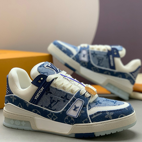 [홍콩명품.LOUIS VUITTON] 루이비통 25SS 로고 남여 모노그램 트레이너 스니커즈 운동화 (데님), SE5797, PMD, 명품스니커즈,운동화,구두,로퍼,하이탑,신발